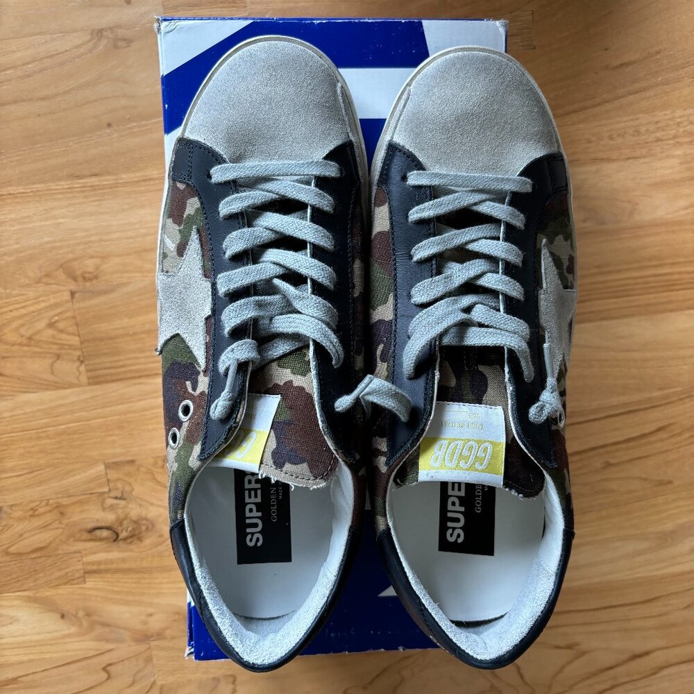 Golden Goose Super Star camouflage sneaker, lightly worn, Size 41